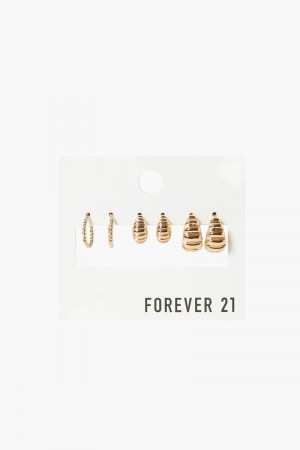 Women's Forever 21 Etched Hoop Earring Set Jewelry GOLD | 173-GWYNIT