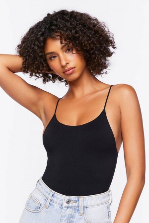 Women's Forever 21 Seamless Cutout Cami Bodysuit BLACK | 129-VEXCRI